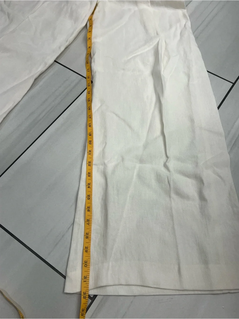 Zara White Linen Pants Resort High Waisted Luxury Wide Leg Boho Retail $109